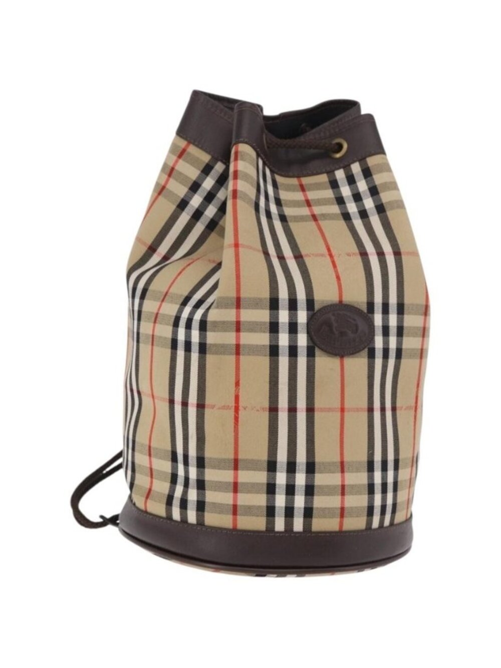Authentic Burberrys Nova Check Shoulder Bag Canvas Beige